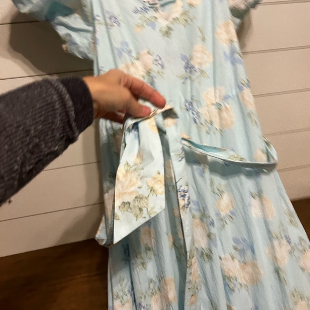 LoveShackFancy Light Blue Floral Off-Shoulder Midi Dress - Picture 3 of 6